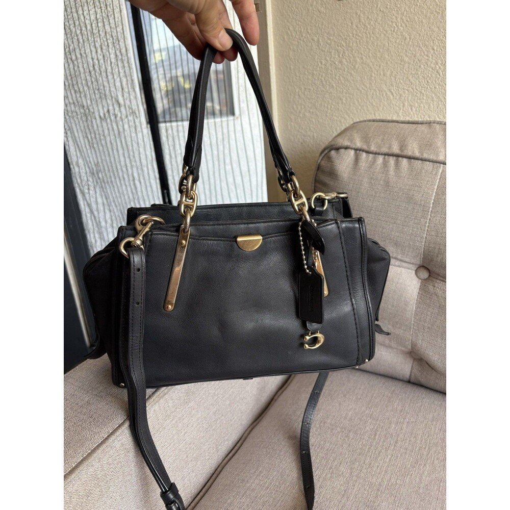 COACH Dreamer 27 Satchel Handbag Smooth Leather Crossbody Bag In Black Authentic